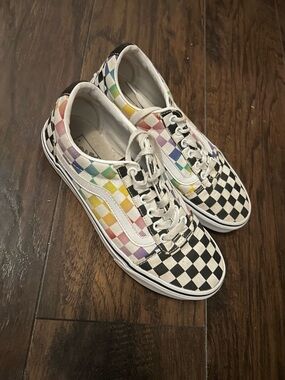Vans Checkerboard Low Top Sneakers - Rainbow Checker Pattern